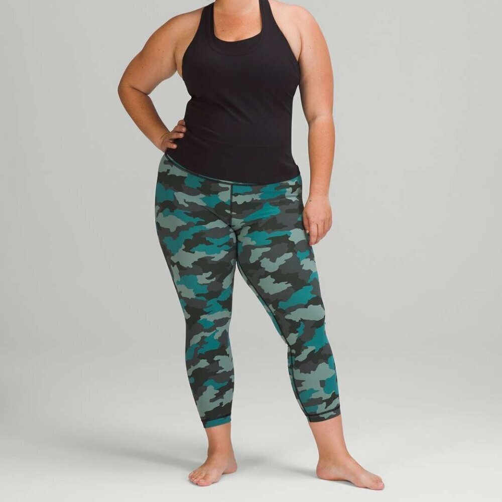 Lululemon Wunder Under High-Rise Tight 25"- Teal Camo- Size 4
